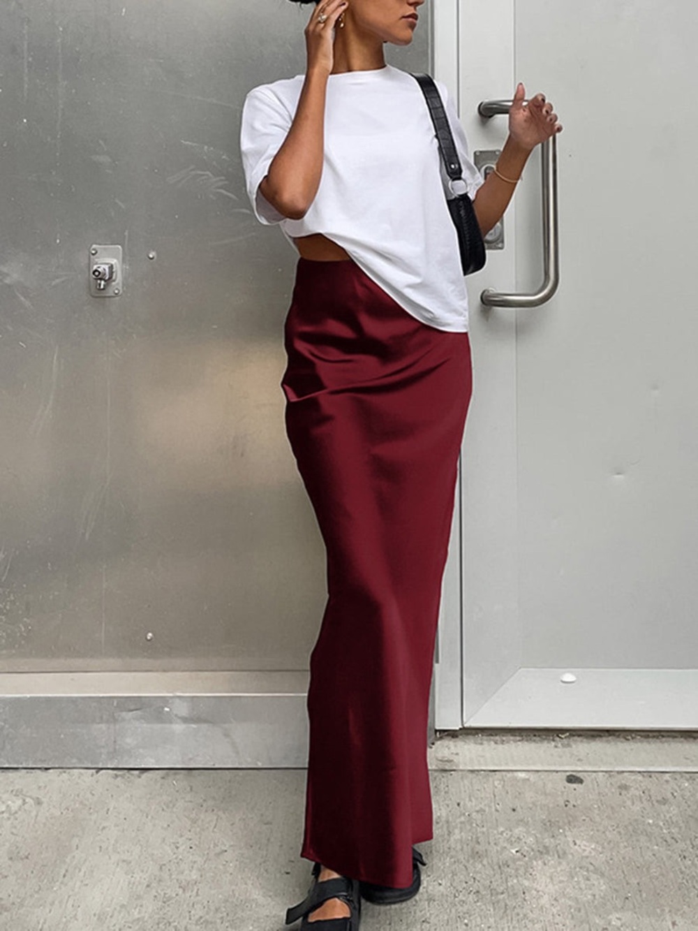 Commense Utility Satin Maxi Skirt